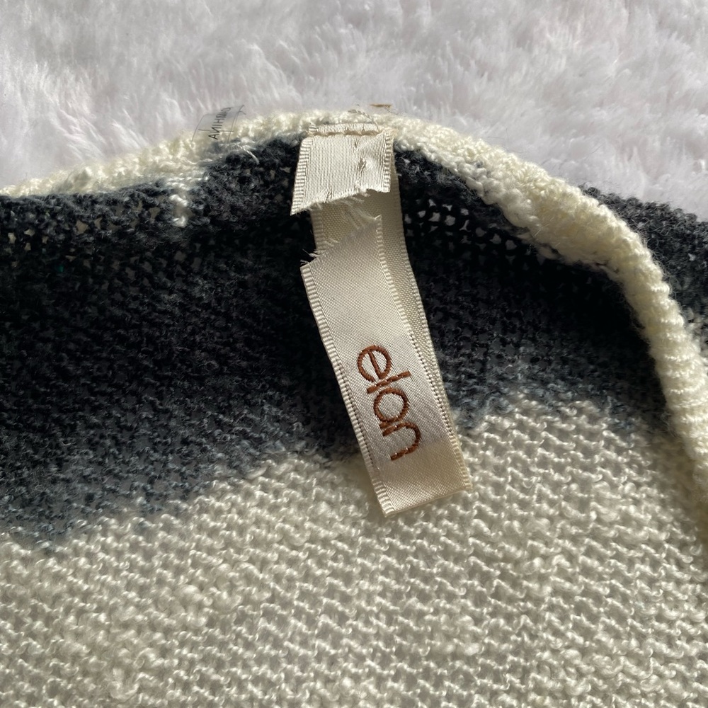 Elan Boho Tie Dye Lightweight High Low Sweater Ivory Black S - Picture 9 of 9